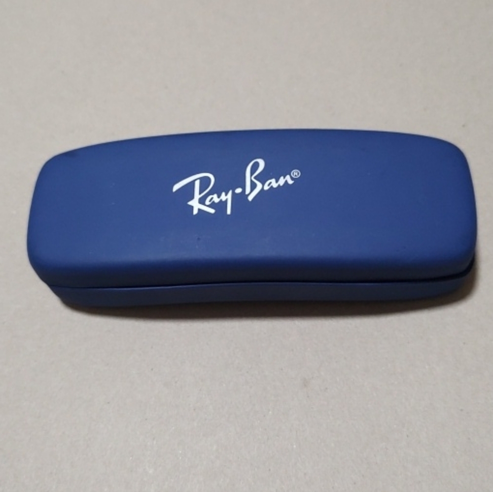 Ray-Ban Case Bright Blue Hard Protective Sunglasses Case Red Interior 6"x2"